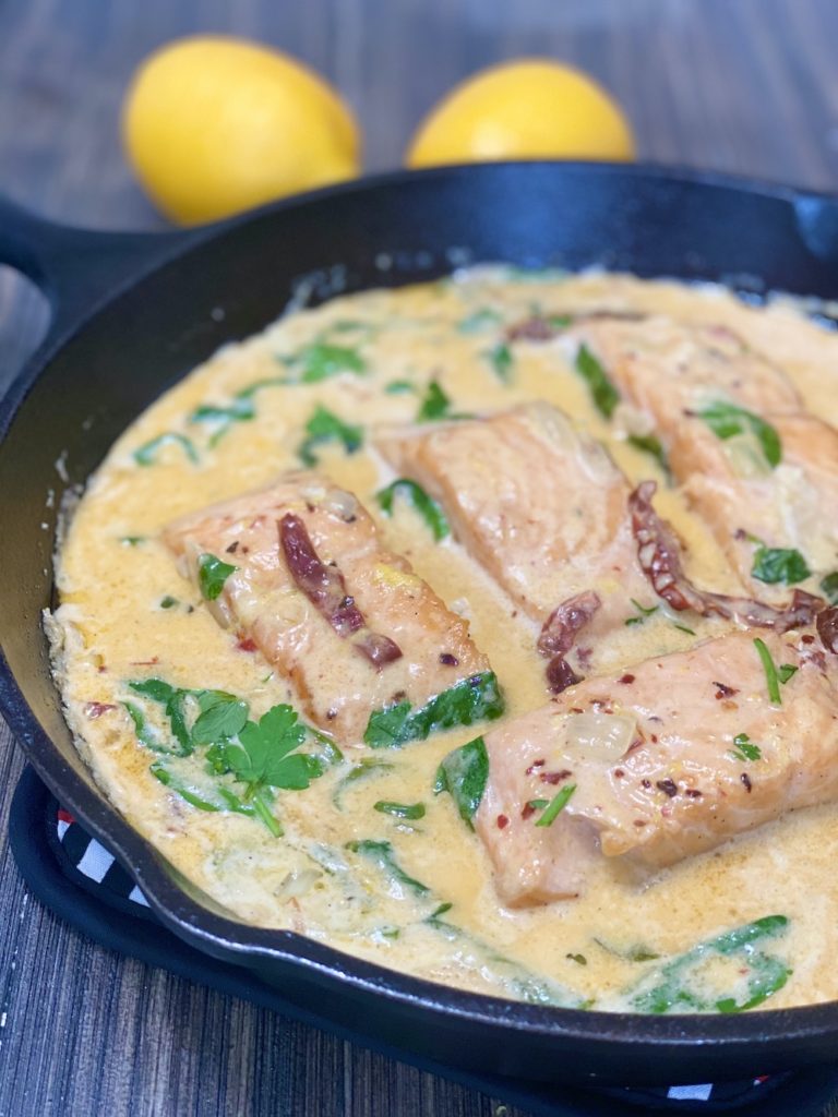 salmon in the skillet