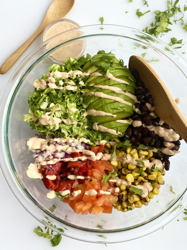 Black bean fiesta salad in a bowl