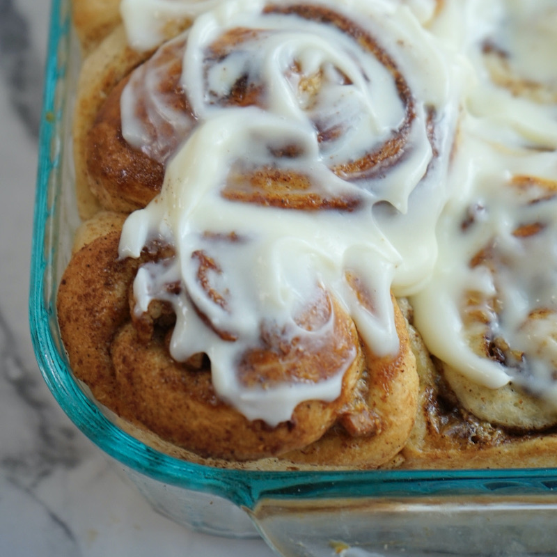 Close up look on a baked cinnamon rolls. 
