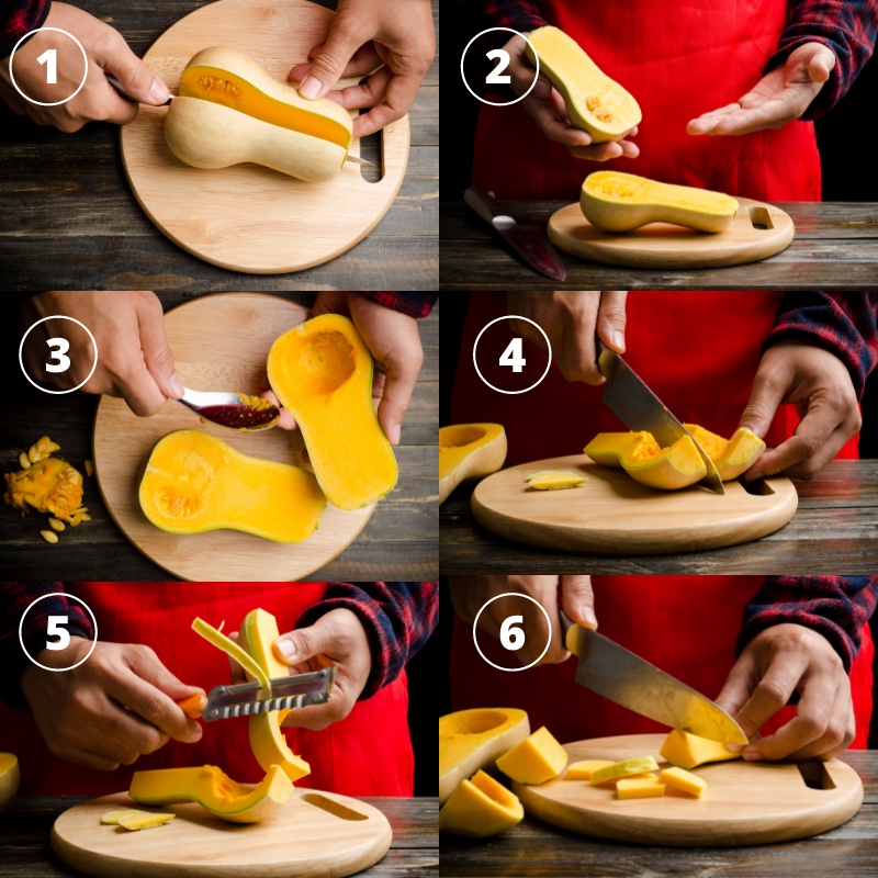 images for how to cut the butternut squash