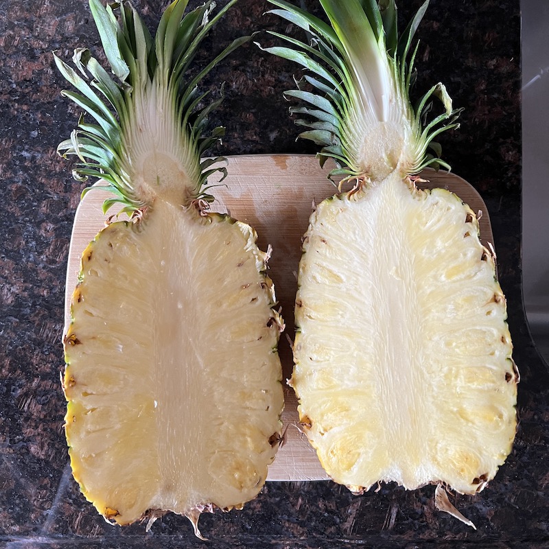 halved pineapple
