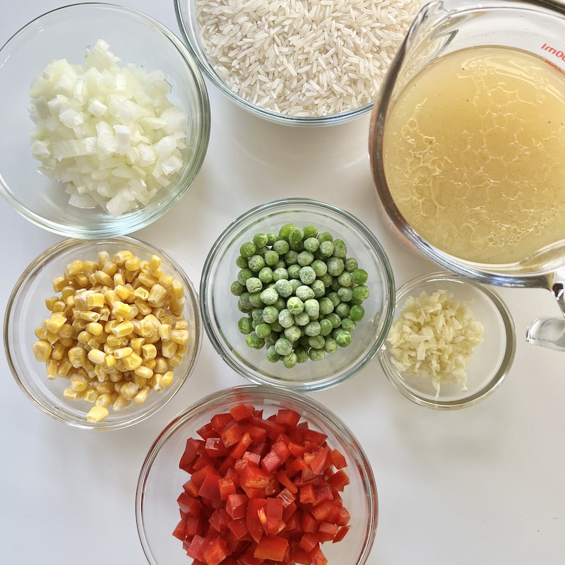 ingredients for the rice and chicken