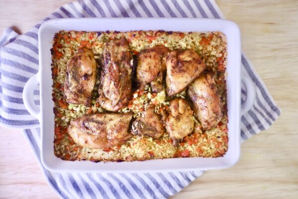 Oven Baked Chicken and Rice - Lean Bellas Kitchen