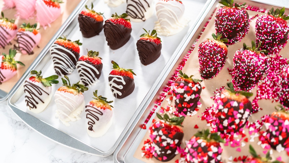 Homemade Chocolate Covered Strawberries decorated with sprinkles