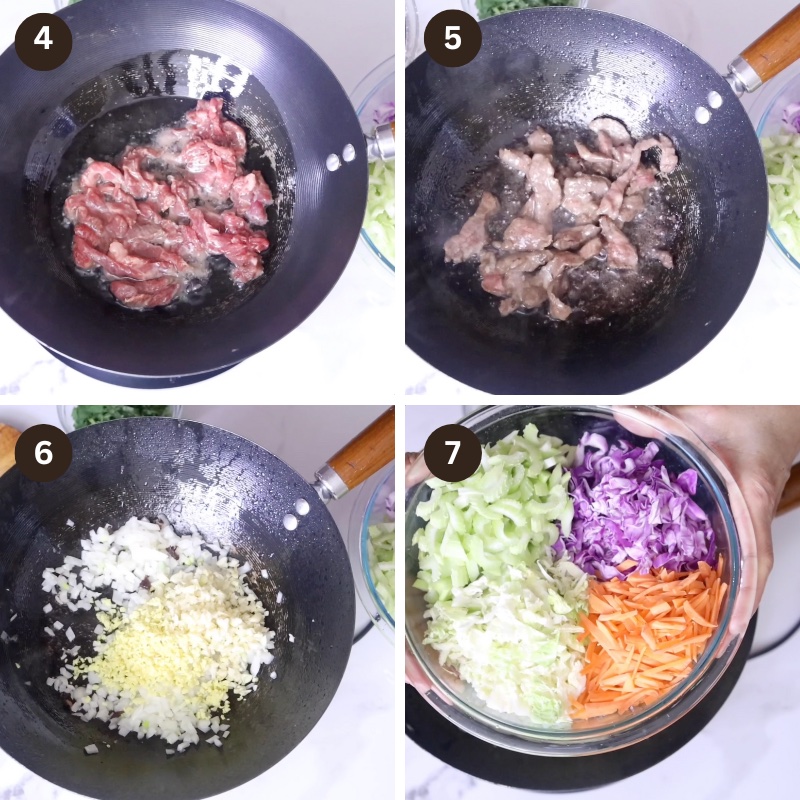 Beef Ramen Noodle Stir Fry cooking instructions from 4-7