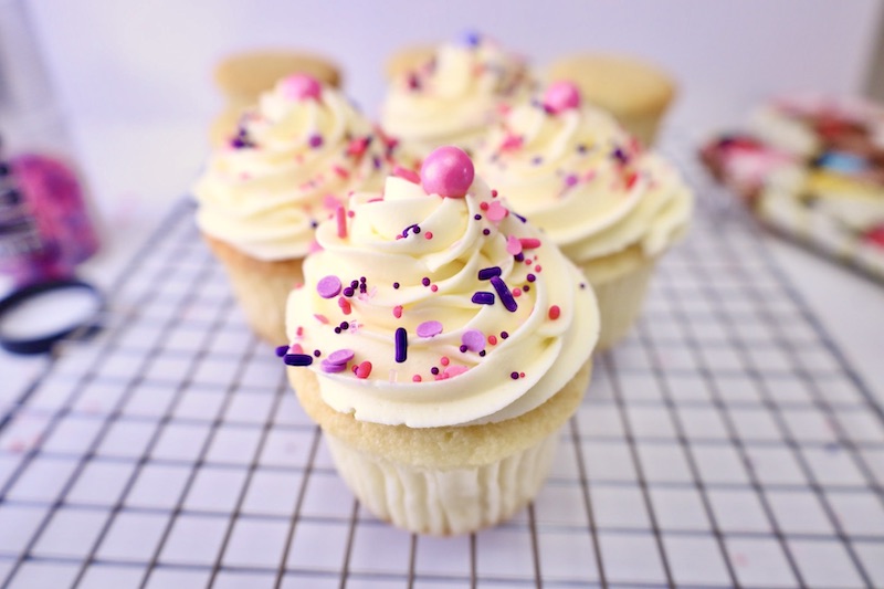 The Best Vanilla Cupcakes decorated cupcake