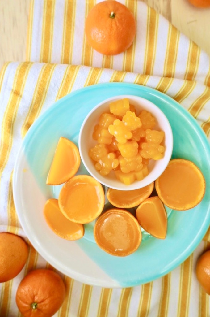 Mandarin Orange Jello Treats vertical image. 