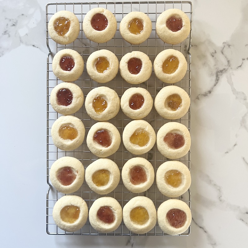 Thumbprint Cookies on the cooling rack