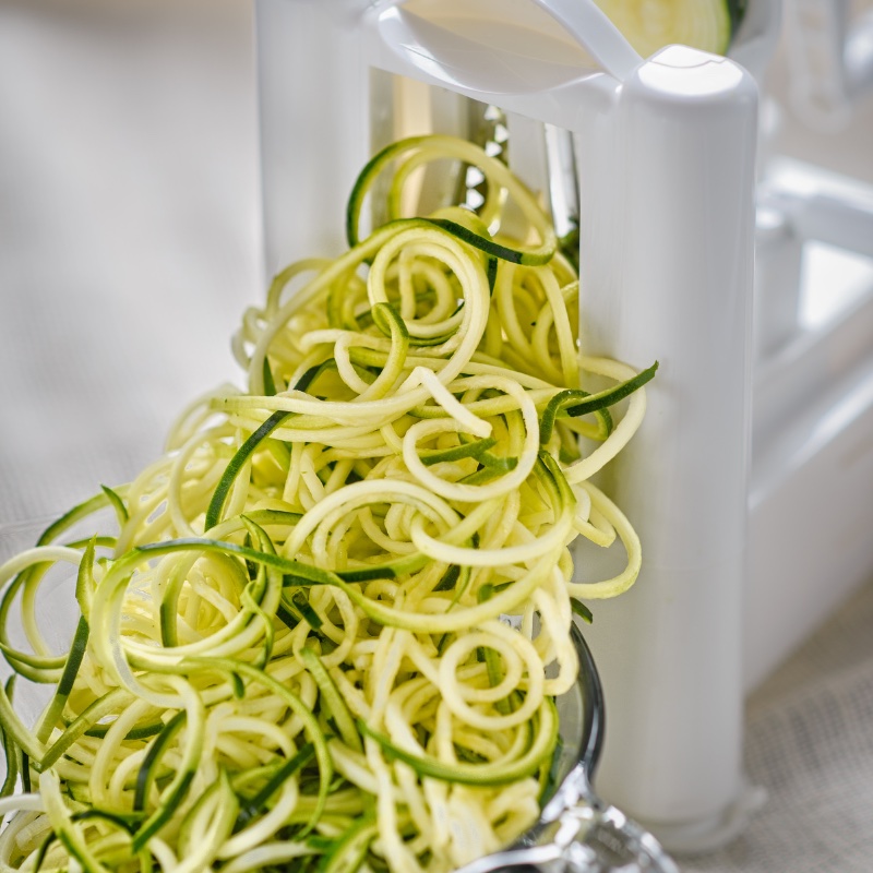 Zucchini Noodles with Pesto spiralized zucchini