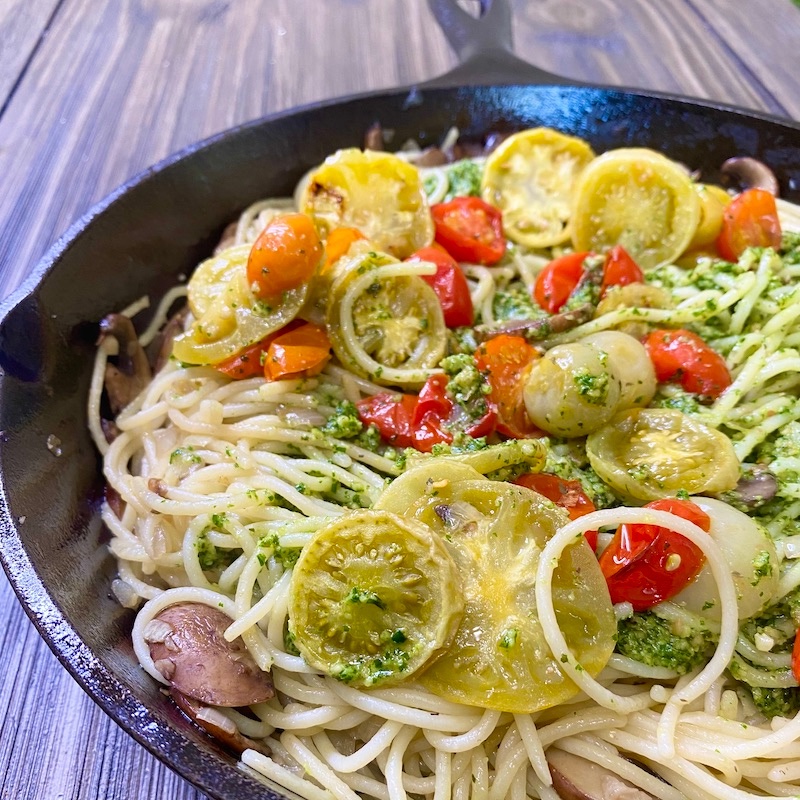 Pasta Pesto with Roasted Tomatoes