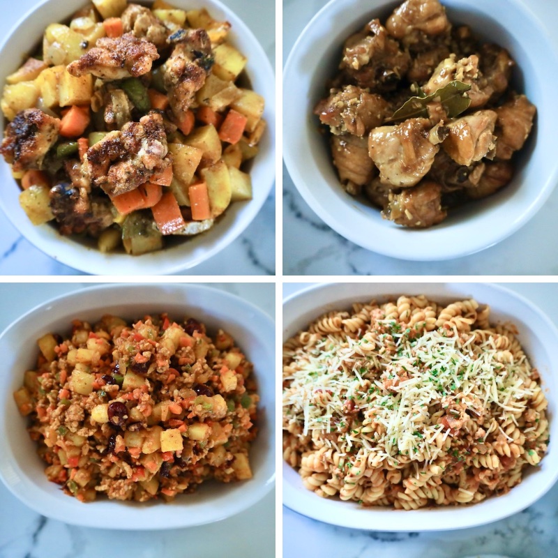 Image of four dishes for a week meal prep
