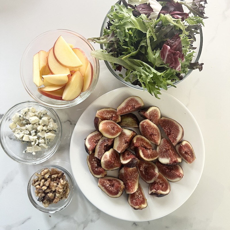 ingredients for Fig Salad and Balsamic Glaze
