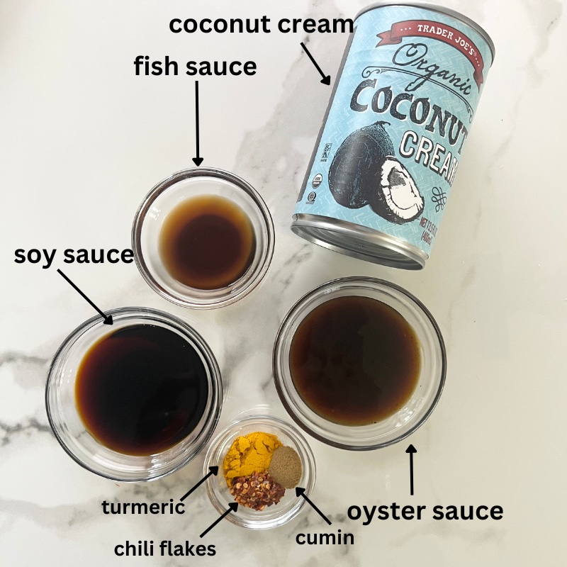ingredients for the coconut sauce
