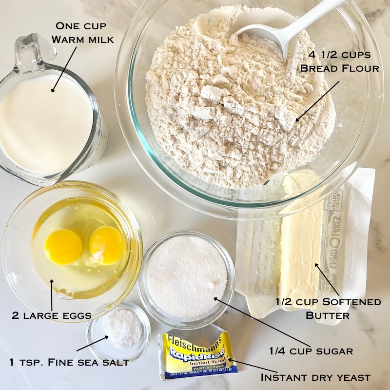 Soft and Fluffy Bread Dough ingredients