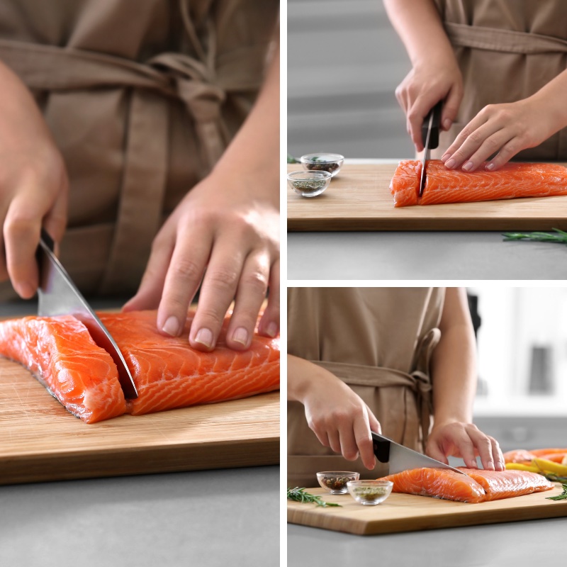 how to cut the salmon fillet