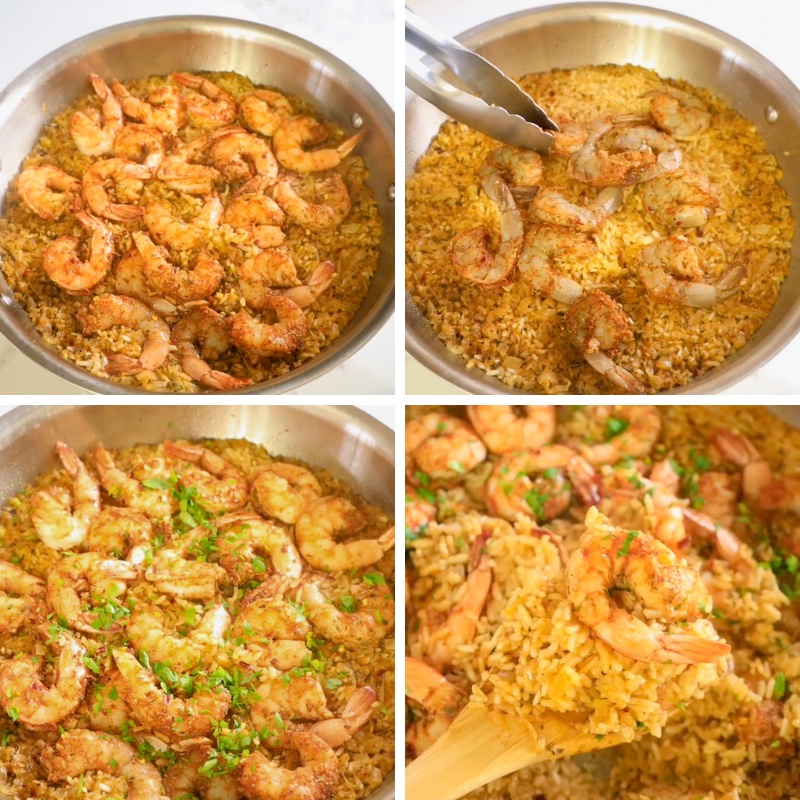Cajun Shrimp and Rice on the final product. 