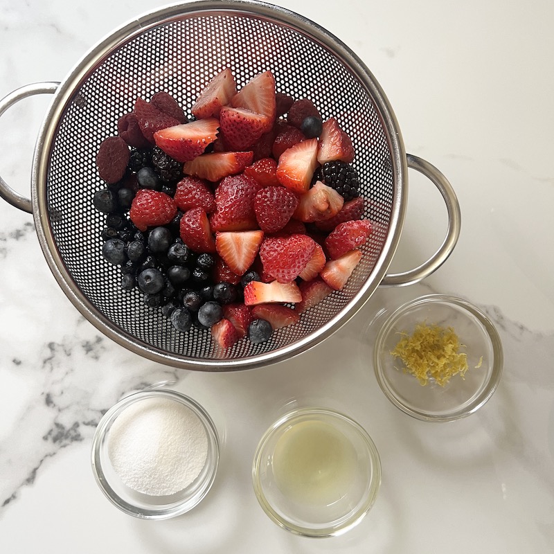 Mixed Berry Crepes compote ingredients