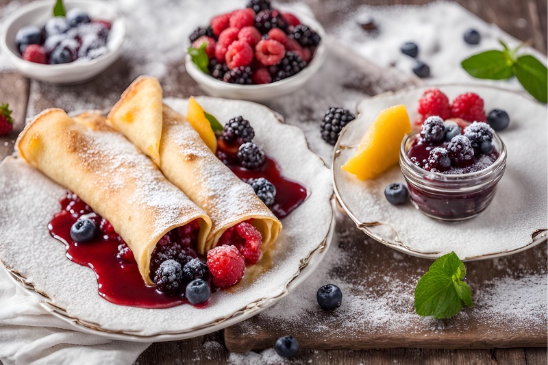 Mixed Berry Crepes horizontal image