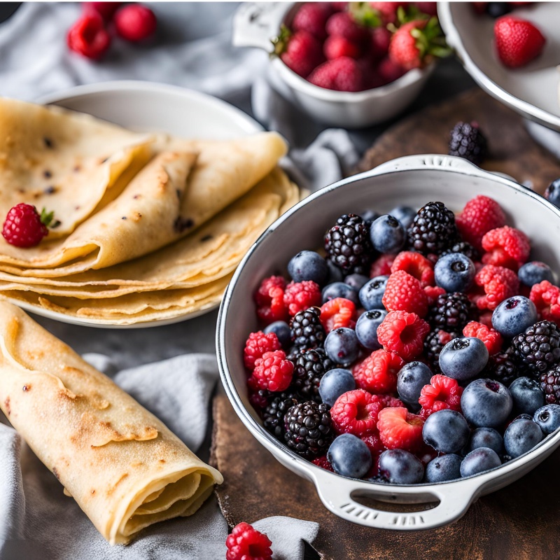 Mixed Berry Crepes berries in a colander