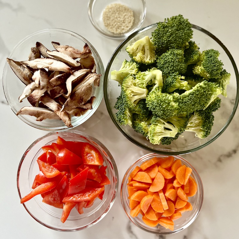 Beef and Veggie Stir Fry vegetables ingredients